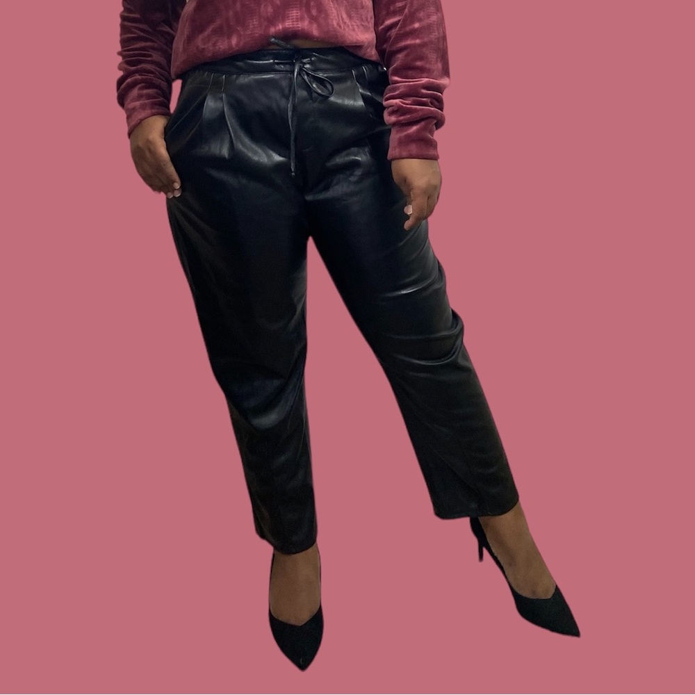 Industry Pants High Rise Tapered Straight Leg Vegan Leather Pockets NEW